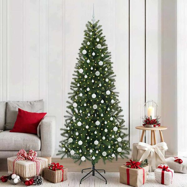 vidaXL Artificial Christmas Tree with 300 LEDs Green 210 cm PE and PVC