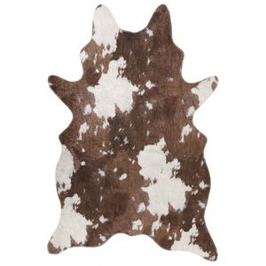vidaXL Rug Brown and White 120x170 cm Cow Pattern Washable Anti Slip