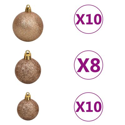 vidaXL Artificial Pre-lit Christmas Tree with Ball Set Pink 210 cm PVC