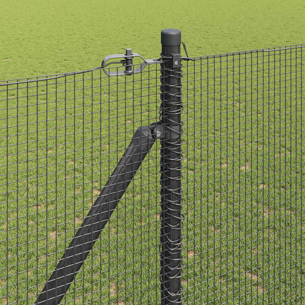 vidaXL Fence Post Grey 10 x 1.6 m (12 x 12 mm mesh) Steel and PVC