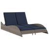 vidaXL Sun Lounger with Cushions Grey 114x205x73 cm Poly Rattan