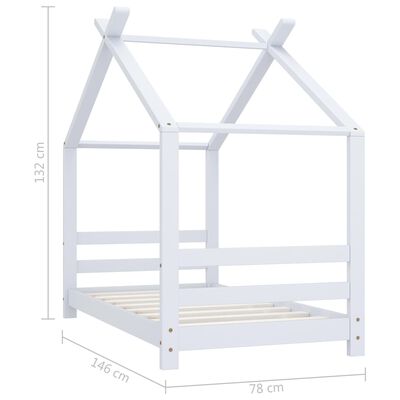 vidaXL Kids Bed Frame White Solid Pine Wood 70x140 cm