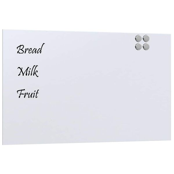 vidaXL Wall-mounted Magnetic Board White 100x60 cm Tempered Glass