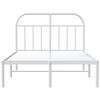 vidaXL Metal Bed Frame without Mattress with Headboard White 135x190cm