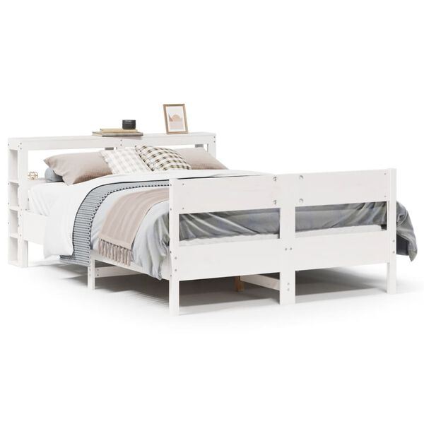 vidaXL Bed Frame without Mattress White 120x190 cm Small Double Solid Wood Pine