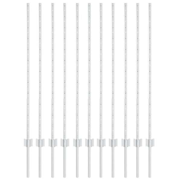 vidaXL Fence Post 11 pcs Silver 120 cm Steel