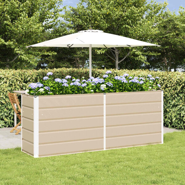 vidaXL Planter Ivory 195 x 50 x 77 cm Galvanised Steel