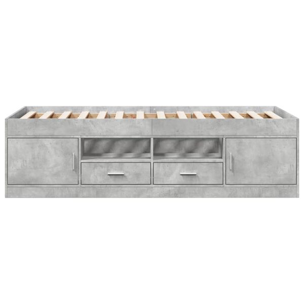 vidaXL Daybed with Drawers without Mattress Concrete Grey 90x190 cm Single