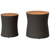 vidaXL Garden Side Tables 2 pcs with Wooden Top Black Poly Rattan