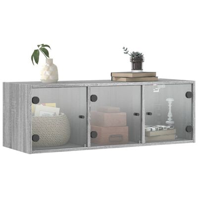 vidaXL Wall Cabinet with Glass Doors Grey Sonoma 102x37x35 cm