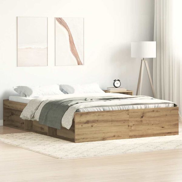 vidaXL Bed Frame without Mattress Artisan Oak 140x200cm Engineered Wood