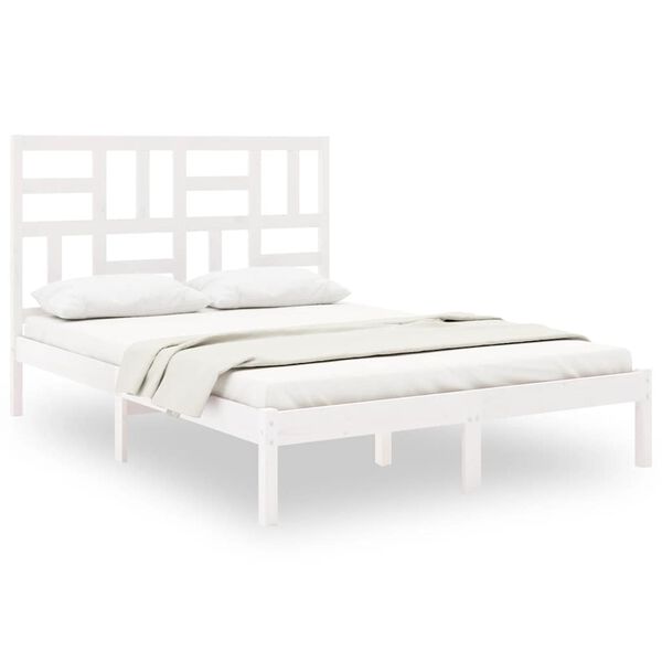 vidaXL Bed Frame without Mattress White Solid Wood 140x200 cm