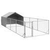 vidaXL Outdoor Dog Kennel with Run 7x2x1,5 m Galvanised Steel
