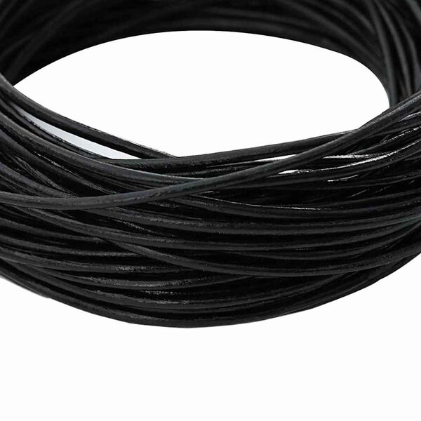 vidaXL Leather Cord Black &Oslash;1.5 mm x 5 m Leather
