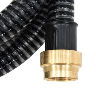 vidaXL Suction Hose with Brass Connectors Black 1.1" 3 m PVC