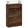vidaXL Shoe Cabinet Smoked Oak 63x24x104 cm Engineered Wood
