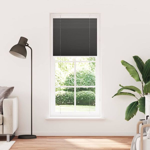 vidaXL Pleated Blind Black 100x200 cm Fabric Width 99.4 cm Polyester
