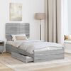 vidaXL Storage Bed with Drawer Grey Sonoma 90 x 190 cm Engineered Wood
