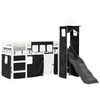vidaXL Kids' Loft Bed with Tower White&Black 80x200 cm Solid Wood Pine