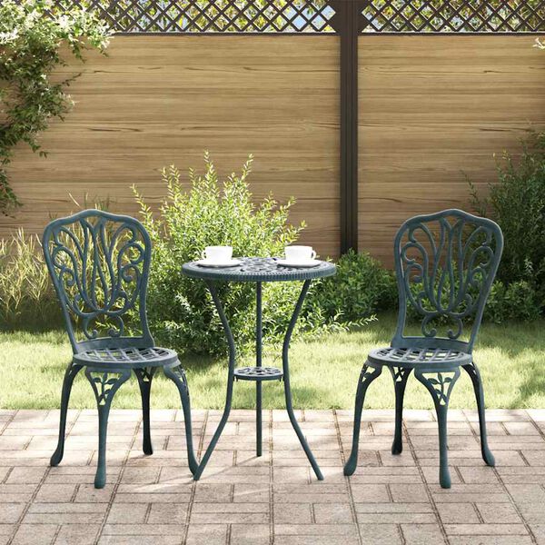 vidaXL Garden Bistro Set 3 pcs Green Aluminium