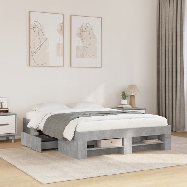 vidaXL Bed Frame without Mattress Concrete Grey 120x200cm Engineered Wood