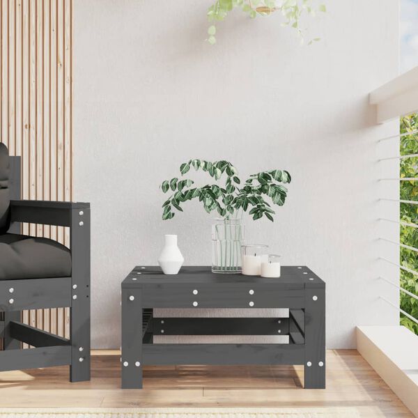 vidaXL Garden Footstool Grey Solid Wood Pine