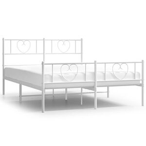 vidaXL Metal Bed Frame without Mattress with Footboard White 150x200cm