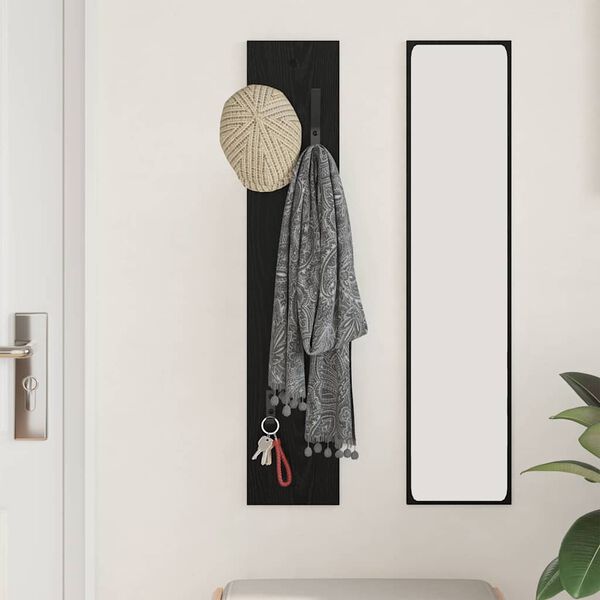 vidaXL Wall-Mounted Coat Rack Wall-mounted Black oak 20 x 1.5 x 100 cm