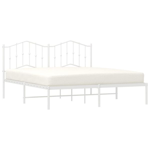 vidaXL Metal Bed Frame without Mattress with Headboard White 183x213cm