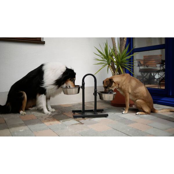 Kerbl Pet Feeders With Stand Adjustable Deluxe 2x2.8 L 52 cm Black