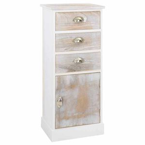 vidaXL Side Cabinet | White and wood colour | Paulownia wood | 38x28x86 cm