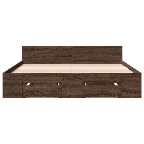 vidaXL Bed Frame with Drawers without Mattress Brown Oak 120x190 cm Small Double