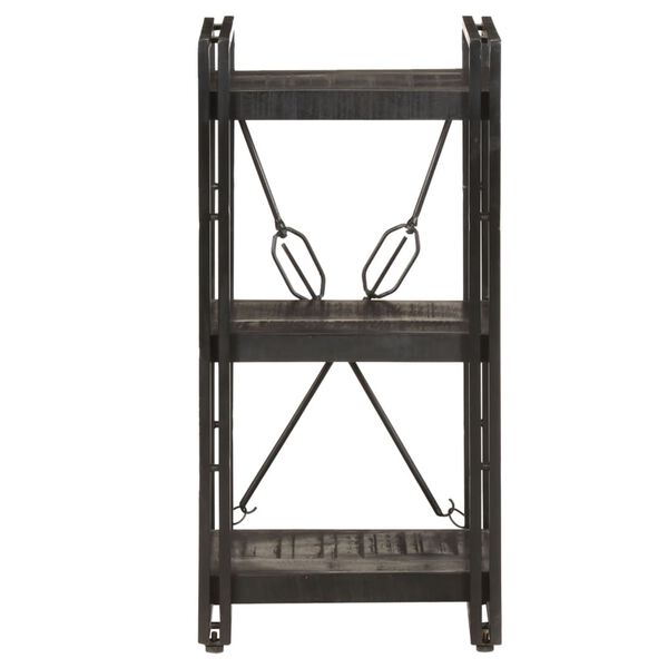 vidaXL 3-Tier Bookcase Black 40x30x80 cm Solid Mango Wood