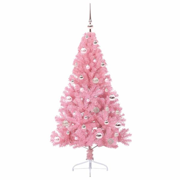 vidaXL Artificial Pre-lit Christmas Tree with 150 LEDs Pink 150 cm PVC
