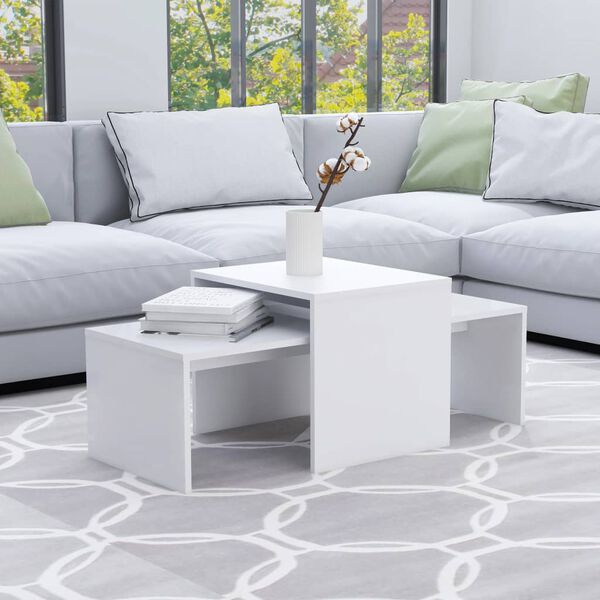 vidaXL Coffee Table Set White 100x48x40 cm Engineered Wood