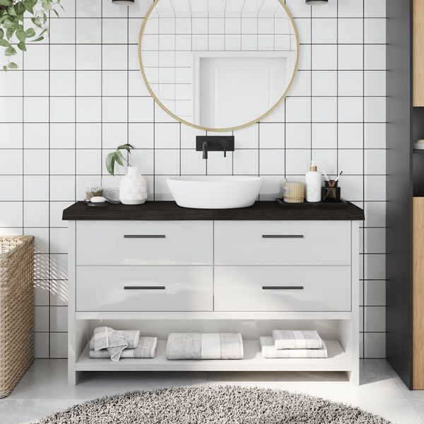 vidaXL Bathroom Countertop Dark Brown 120x30x(2-6) cm Treated Solid Wood