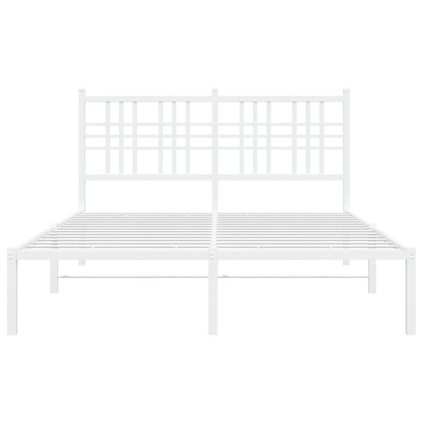 vidaXL Metal Bed Frame without Mattress with Headboard White 140x190cm