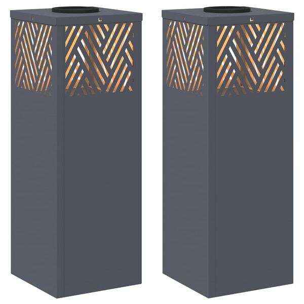 vidaXL Solar LED Pathway Light 2 pcs Anthracite Cold Rolled Steel