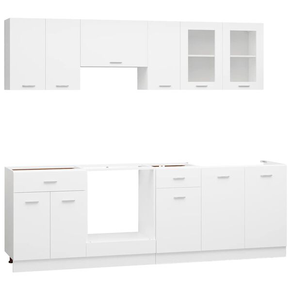 vidaXL 8 Piece Kitchen Cabinet Set Lyon White Engineered Wood