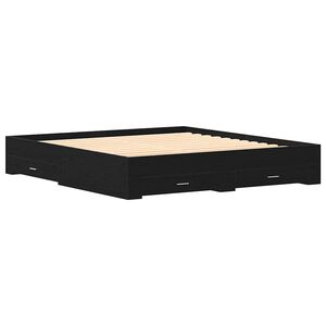 vidaXL Bed Frame with Drawer Black Oak 180 x 200 cm Engineered Wood