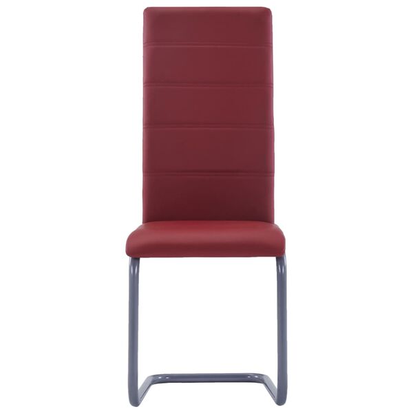vidaXL Cantilever Dining Chairs 4 pcs Red Faux Leather