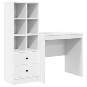 vidaXL Desk with Drawer with Shelf with Storage 2 pcs White