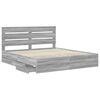 vidaXL Bed Frame with Drawer Grey Sonoma 200 x 200 cm Engineer Wood