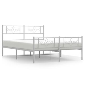 vidaXL Metal Bed Frame without Mattress with Footboard White 120x190cm