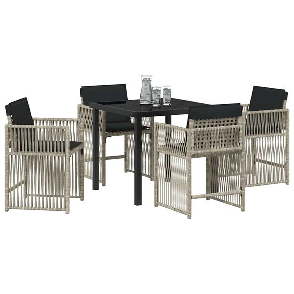 vidaXL Garden Dining Set 5 pcs Light Grey Poly Rattan
