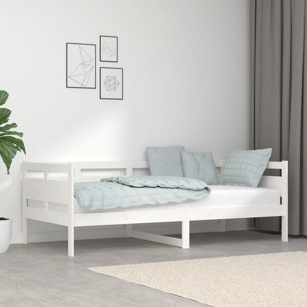 vidaXL Day Bed without Mattress White Solid Wood Pine 90x190 cm Single