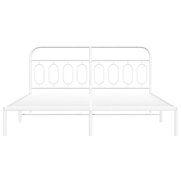 vidaXL Metal Bed Frame without Mattress with Headboard White 193x203cm