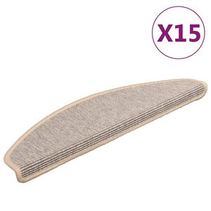 vidaXL Stair Mat | Set of 15 | Silver | 91% Polypropylene, 9% Polyester