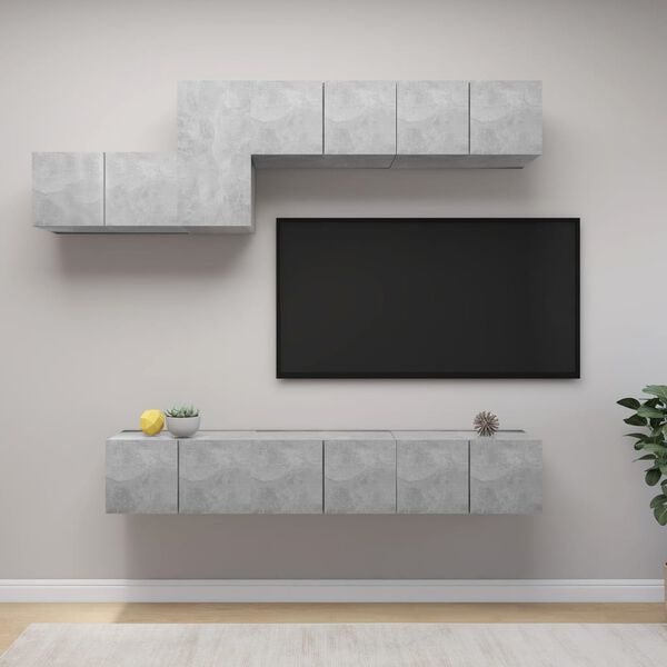 vidaXL 7 Piece TV Cabinet Set Concrete Grey Engineered Wood