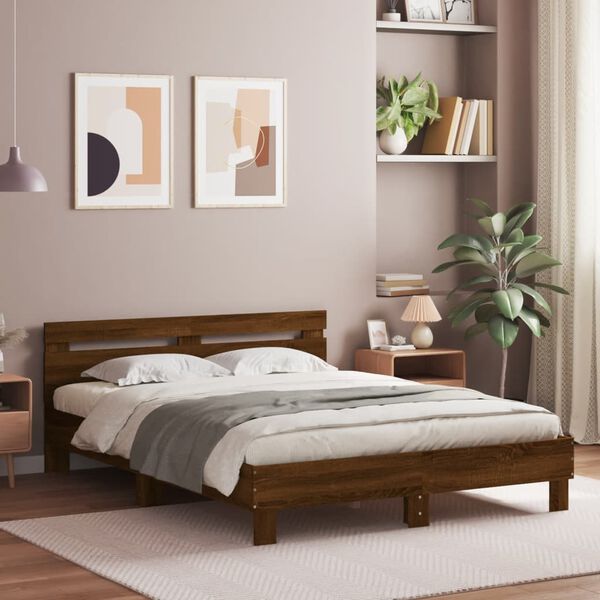 vidaXL Bed Frame without Mattress Brown Oak 150x200 cm King Size